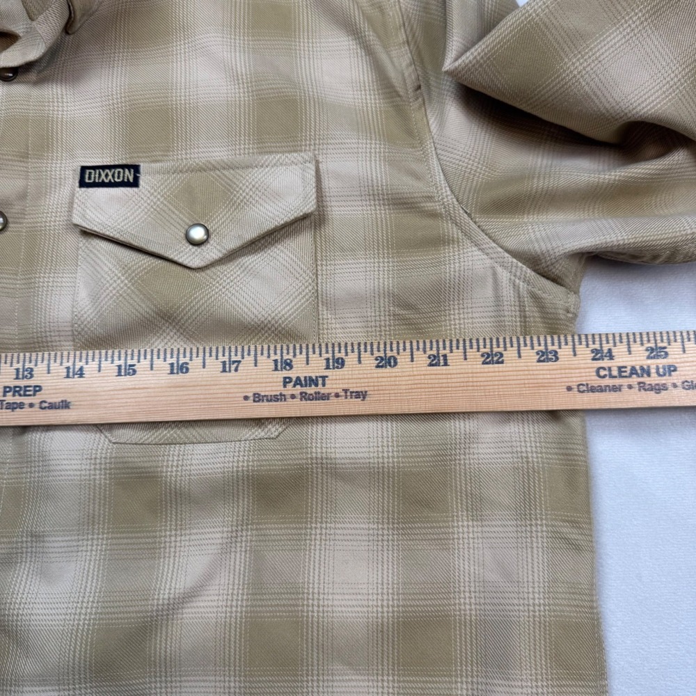 Dixxon Flannel Delmo's Prescott Tan Plaid D-Tech Long Sleeve Shirt Mens Large - Picture 5 of 8